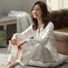 Silk Satin Summer Pajama Set for Women - Elegant Solid Color Sleepwear Kit