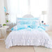 Korean Princess Pink Bow Cotton Bedding Set with Ruffles