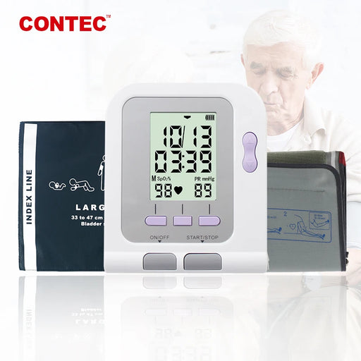 CONTEC08C Automatic Digital Blood Pressure Monitor BP Monitor Sphygmomanometer Heart Beat Rate Pulse Meter Large Screen Monitor