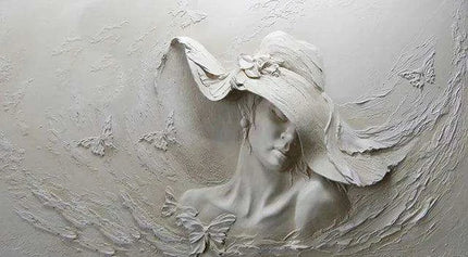 Timeless Elegance: Eco-Friendly Abstract Woman in Hat Canvas Art