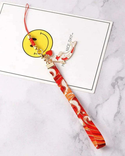 Kawaii Sakura Lucky Cat Keychain - Adorable Ceramic Charm for Good Fortune on Keys and Bags