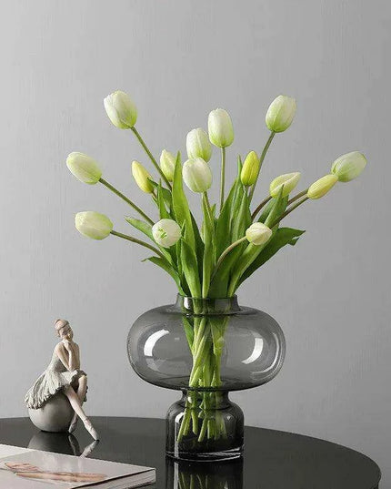 Lifelike Real Touch Tulip Bouquet - Set of 5 Soft Silicone Flowers for Elegant Home and Wedding Decor