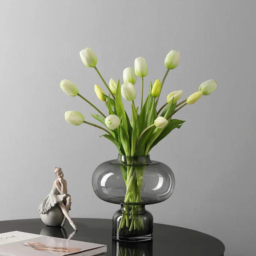 Lifelike Real Touch Tulip Bouquet - Set of 5 Soft Silicone Flowers for Elegant Home and Wedding Decor