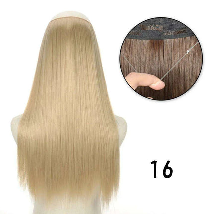 Blonde and Black Halo Hair Extensions for Effortless Volume and Length Boost