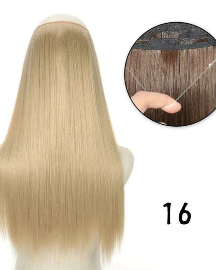 Blonde and Black Halo Hair Extensions for Effortless Volume and Length Boost