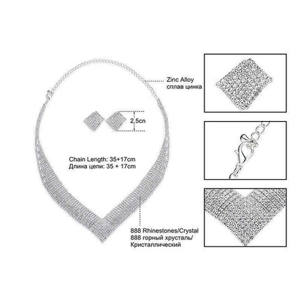 Glistening Grace: Stunning Crystal and Rhinestone Wedding Jewelry Set