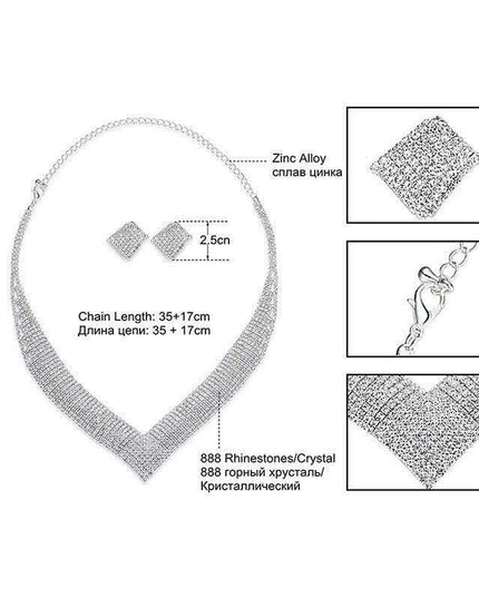 Glistening Grace: Stunning Crystal and Rhinestone Wedding Jewelry Set