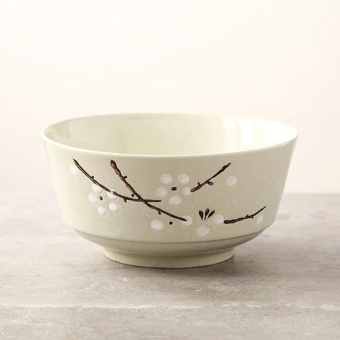 Japanese-Inspired Hand-Painted Ceramic Platter and Bowl Set for Elegant Dining