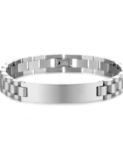 Customizable Gold Chain Nameplate Bracelets for Him and Her