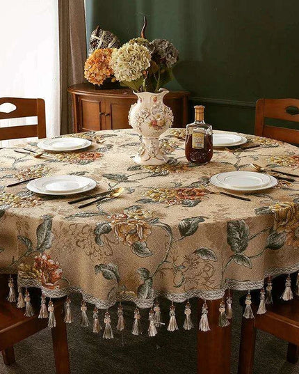 Elegant European Round Dining Table Cover for 1.8m to 2m Tables