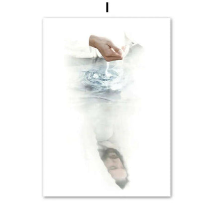 Divine Coastal Serenity: Christ Jesus Nordic Canvas Art for Spiritual Spaces