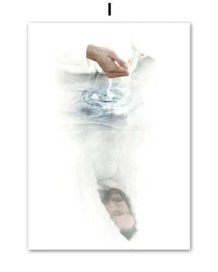 Divine Coastal Serenity: Christ Jesus Nordic Canvas Art for Spiritual Spaces