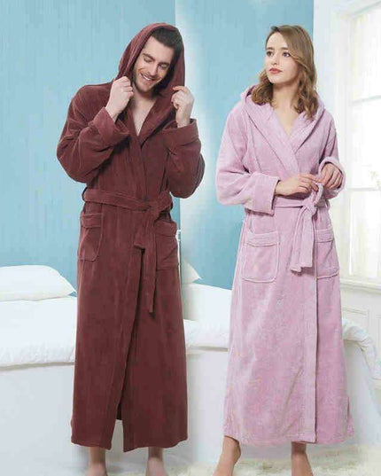 Cozy Elegance Unisex Cotton Hooded Kimono Robe for Winter