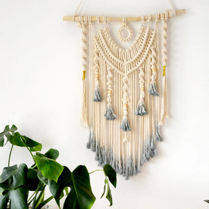 Boho Elegance Macrame Dream Catcher Wall Hanging - Handcrafted Opulence for Your Home