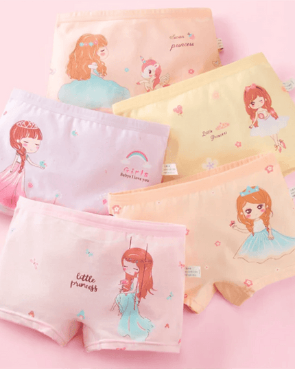 Adorable 5-Pack Cartoon Cotton Underwear Set for Toddler Girls Aged 2-10