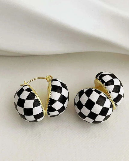 Elegant Monochrome Button Earrings - Korean Fashion-Inspired Jewelry
