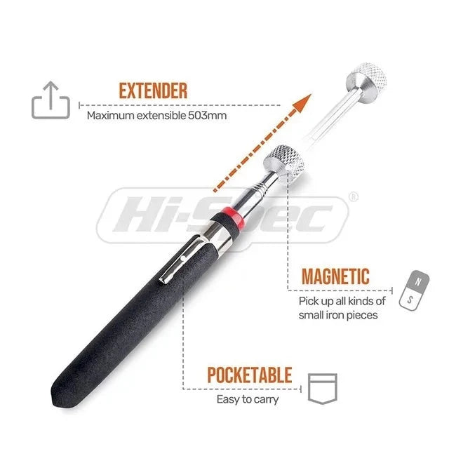 Hi-Spec 8LB Flexible Telescopic Magnetic Pick-up Tool - Heavy Duty Solution