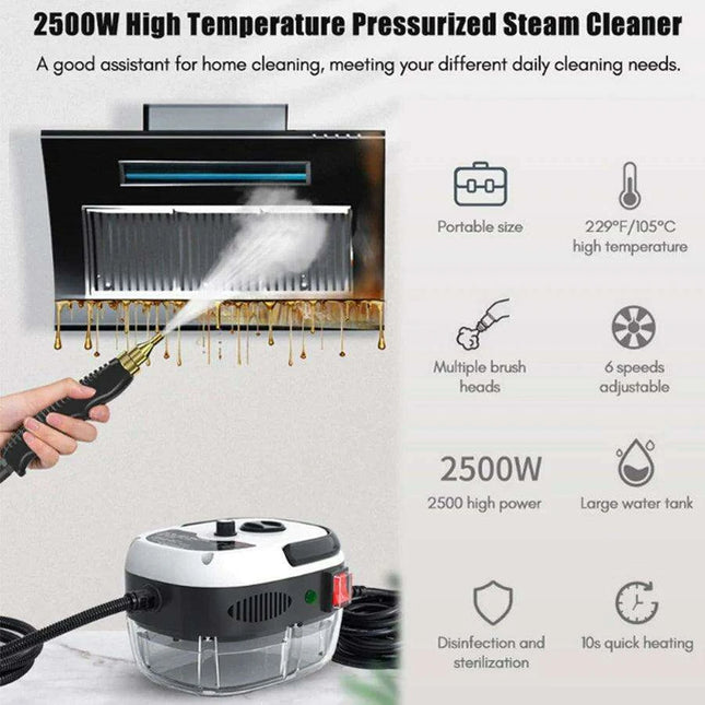 High-Powered 2500W Steam Cleaner for Home and Automotive - Dual Voltage (110V/220V)