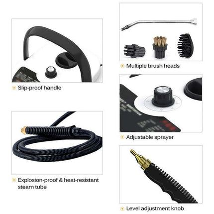 High-Powered 2500W Steam Cleaner for Home and Automotive - Dual Voltage (110V/220V) - Très Elite