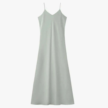 High-Stretch Ribbed Wrap Top & Matte Satin Maxi Dress Ensemble for Women