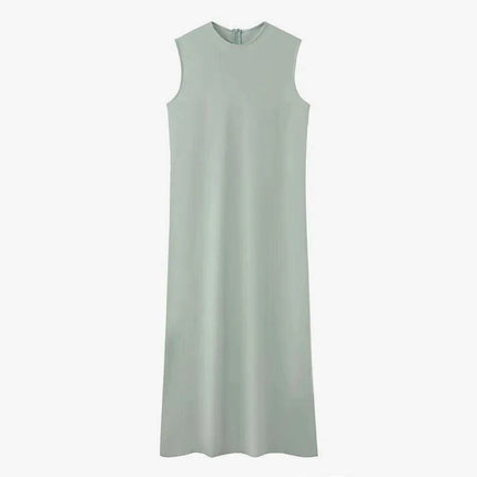 High-Stretch Ribbed Wrap Top & Matte Satin Maxi Dress Ensemble for Women