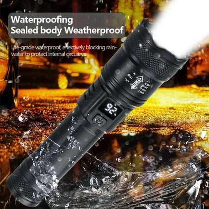 High Strong Power Led Flashlights 2000LM Tactical Torch with Display Light USB Charging Camping Fishing Emergency Zoom Lantern..