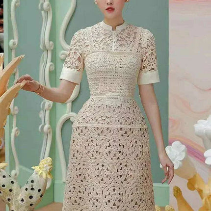 High Waist Lace Floral Evening Gown for Women - Très Elite