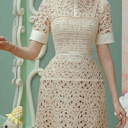 High Waist Lace Floral Evening Gown for Women - Très Elite