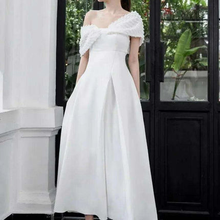 High Waist Pleated Evening Dress with Bowknot and Chic Patchwork Details for Women - Très Elite