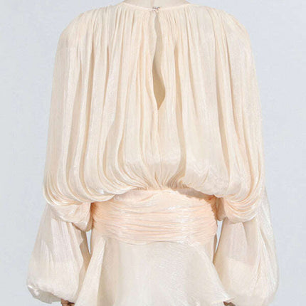 Hollow Pleated Ribbon Dress - Très Elite