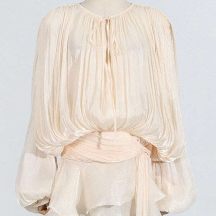 Hollow Pleated Ribbon Dress - Très Elite