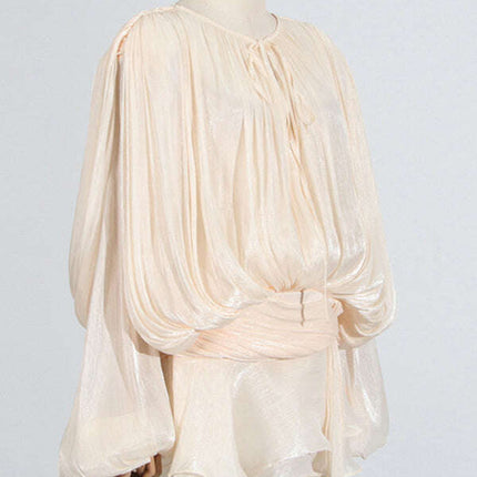Hollow Pleated Ribbon Dress - Très Elite