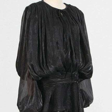 Hollow Pleated Ribbon Dress - Très Elite