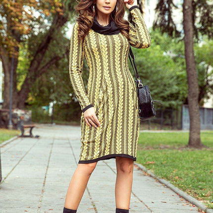 Honey Plaid Turtleneck Dress by Numoco - Très Elite