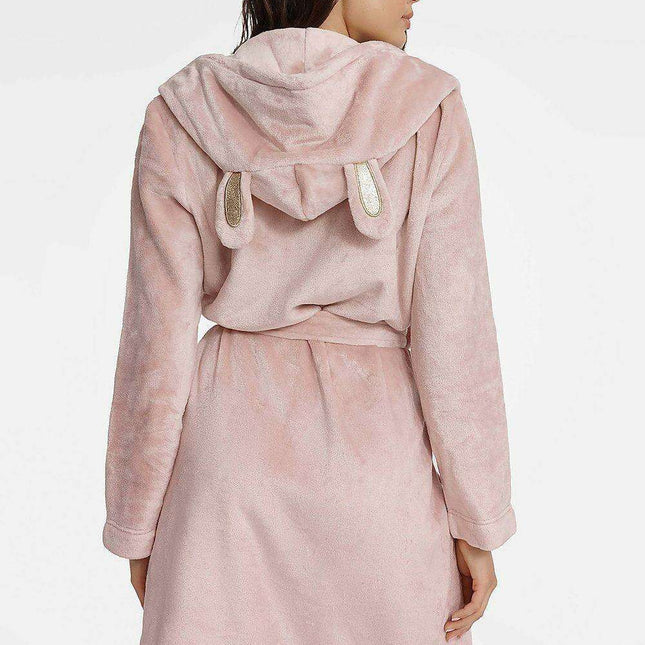 Hooded Bunny Ear Bathrobe for Women