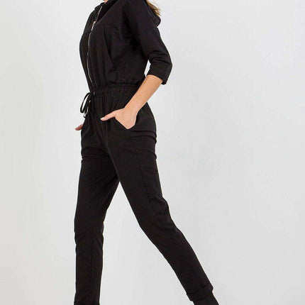 Hooded Zip-Up Jumpsuit with Adjustable Tie Features - Très Elite