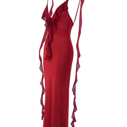 Hot girl's new sexy dress V-neck backless slim shoulder fishtail evening dress - Très Elite