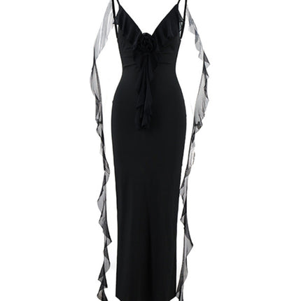 Hot girl's new sexy dress V-neck backless slim shoulder fishtail evening dress - Très Elite