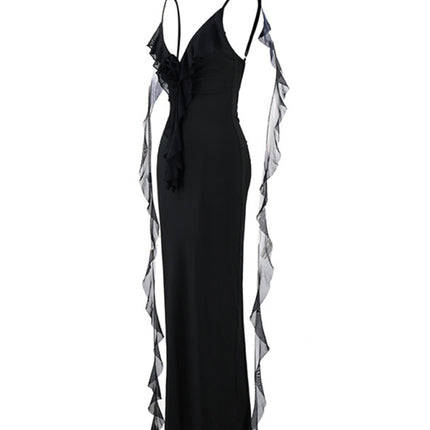 Hot girl's new sexy dress V-neck backless slim shoulder fishtail evening dress - Très Elite