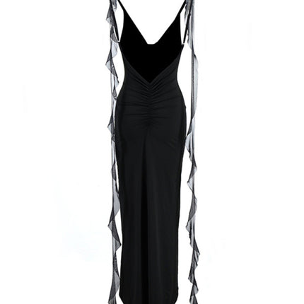 Hot girl's new sexy dress V-neck backless slim shoulder fishtail evening dress - Très Elite