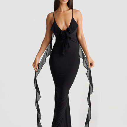 Hot girl's new sexy dress V-neck backless slim shoulder fishtail evening dress - Très Elite