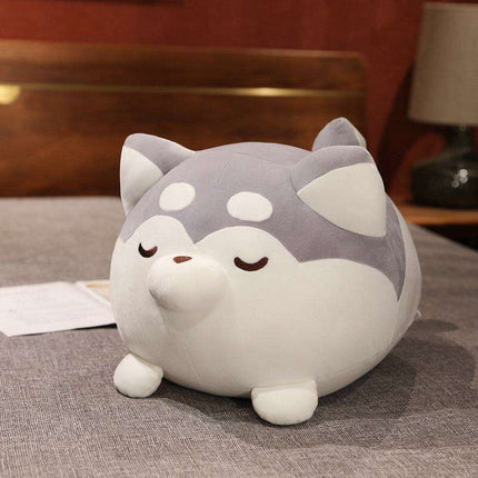 Huggable Plush Pillows: Cute Lazy Husky and Chubby Shiba Inu Designs - Très Elite