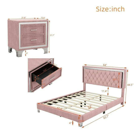 Illuminate Your Bedroom Oasis with Luxe LED Queen Bed Set and Chic Nightstands - Très Elite