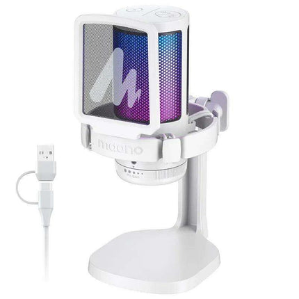 Illuminate Your Sound: Gamerwave RGB USB Condenser Microphone with Premium Noise-Cancellation and Customizable Lighting Effects - Très Elite