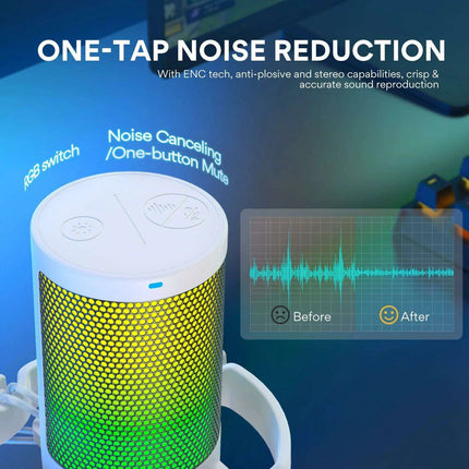 Illuminate Your Sound: Gamerwave RGB USB Condenser Microphone with Premium Noise-Cancellation and Customizable Lighting Effects - Très Elite