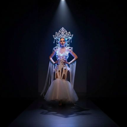 Illuminated Glamour LED Headpiece Ensemble for Women Celebrants and Performers - Très Elite