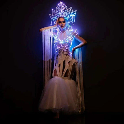 Illuminated Glamour LED Headpiece Ensemble for Women Celebrants and Performers