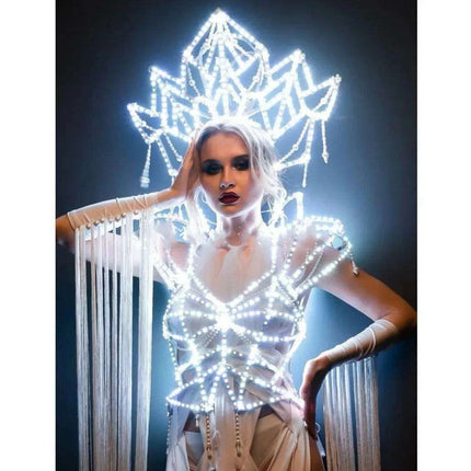 Illuminated Glamour LED Headpiece Ensemble for Women Celebrants and Performers - Très Elite