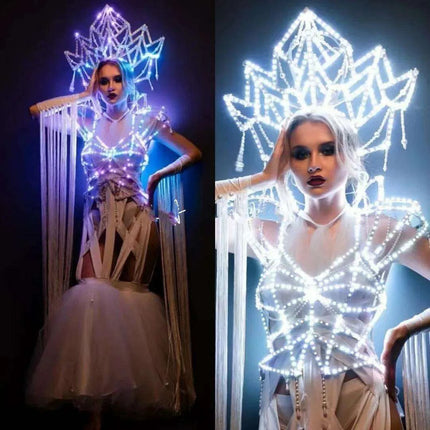 Illuminated Glamour LED Headpiece Ensemble for Women Celebrants and Performers - Très Elite