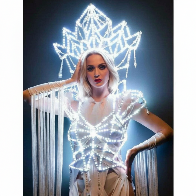 Illuminated Glamour LED Headpiece Ensemble for Women Celebrants and Performers